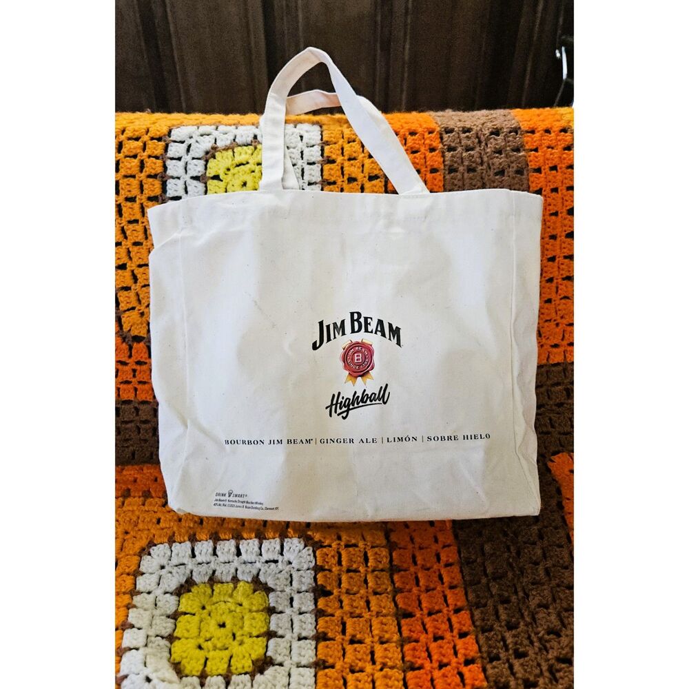 Jim Beam Whiskey Canvas Beverage Bag | 12" x 13" | Large Tote Bag